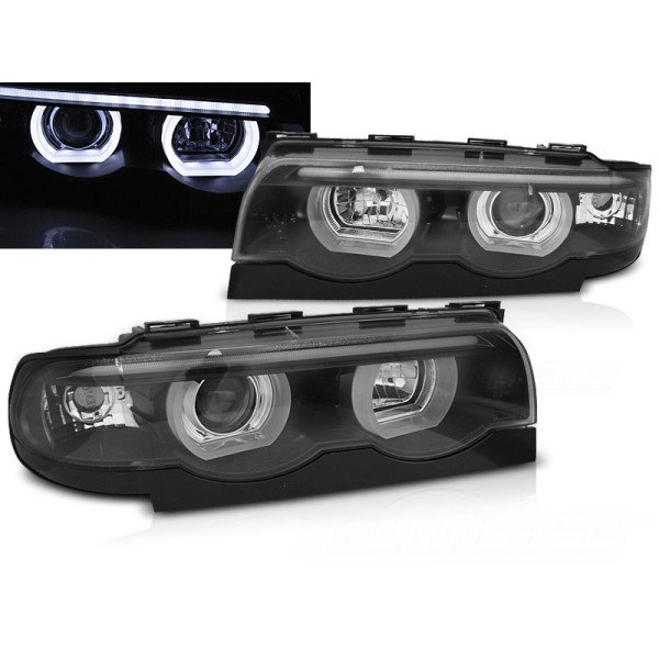 BMW E38 98-01 - přední černá světla s 3D ANGEL EYES