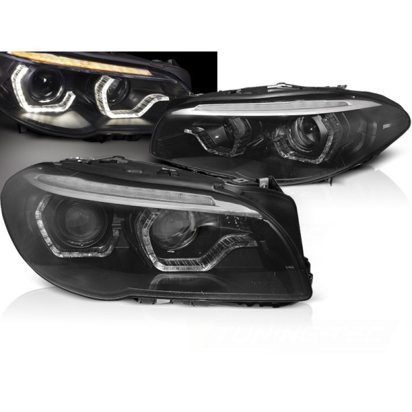 BMW F10/F11 10-13 - přední černá světla ASF s LED 3D pro xenon a dynamickým blinkrem