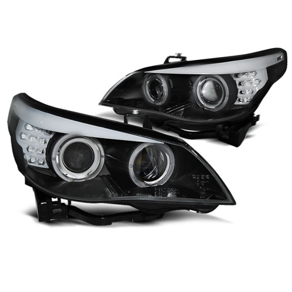BMW E60/E61 2005-2007 - přední xenonová D1S světla s CCFL ANGEL EYES černá