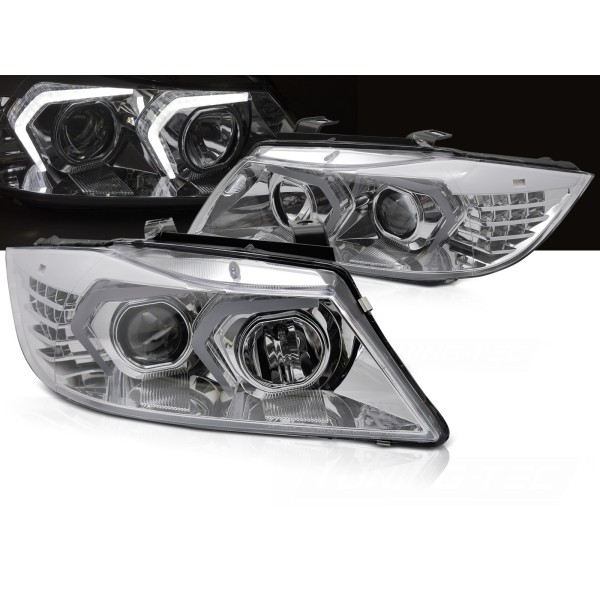 BMW E90/E91 2005-2008 - přední LED světla CHROMOVÁ