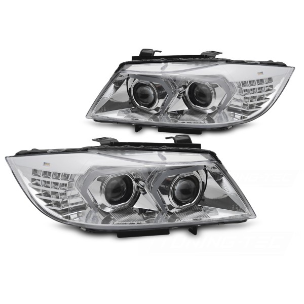 BMW E90/E91 LCI 2009-2011 - Přední XENONOVÁ AFS světla LED chromová