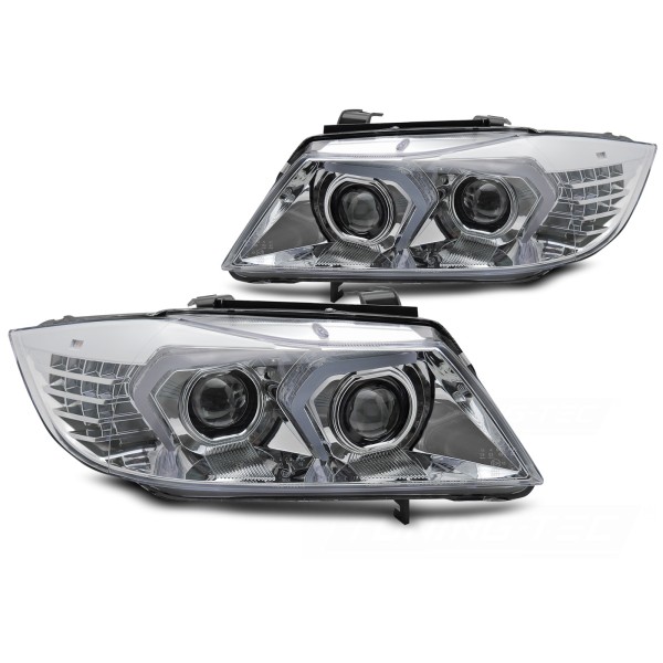 BMW E90/E91 2005-2008  - Přední FULL LED světla CHROMOVÁ