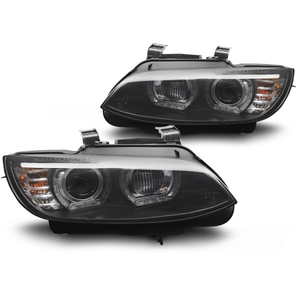 BMW řady 3 E92/E93 2006-2010 - přední XENONOVÁ světla se žlutým LED DRL černá