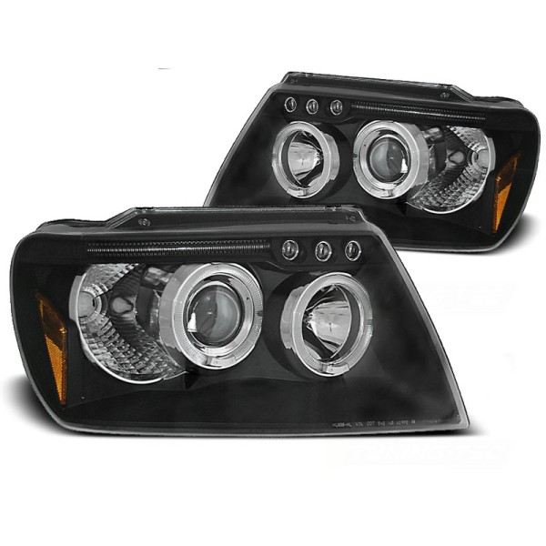 CHRYSLER JEEP GRAND CHEROKEE 99-05 - přední černá světla ANGEL EYES