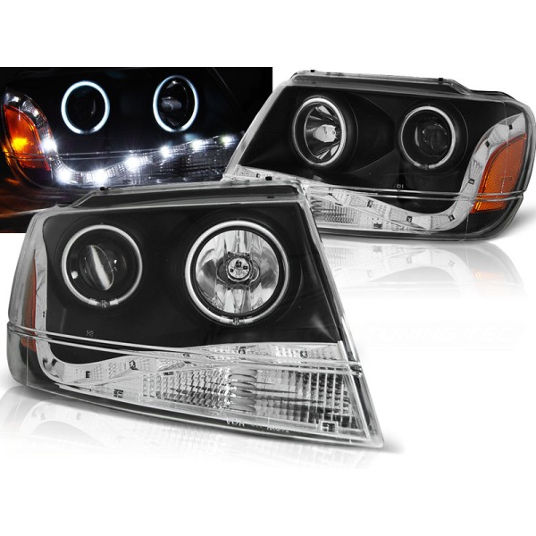 CHRYSLER JEEP GRAND CHEROKEE 99-05 - přední černá světla ANGEL EYES CCFL
