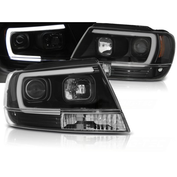CHRYSLER JEEP GRAND CHEROKEE 99-05 - přední černá světla TUBE LIGHT