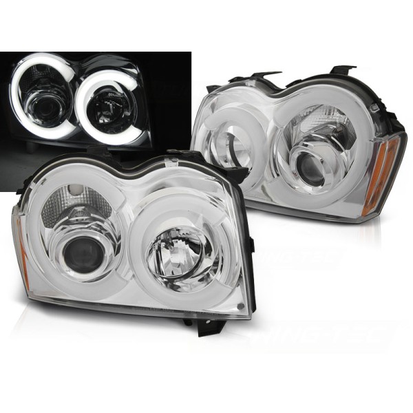 CHRYSLER JEEP GRAND CHEROKEE 08-10 - přední chrom světla TUBE LIGHT