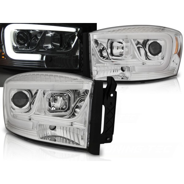DODGE RAM 06-08 - přední chrom světla TUBE LIGHT
