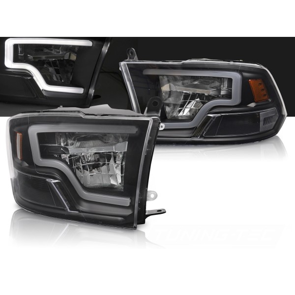 DODGE RAM 2009-2018 - přední černá světla TUBE LED ČERNÁ