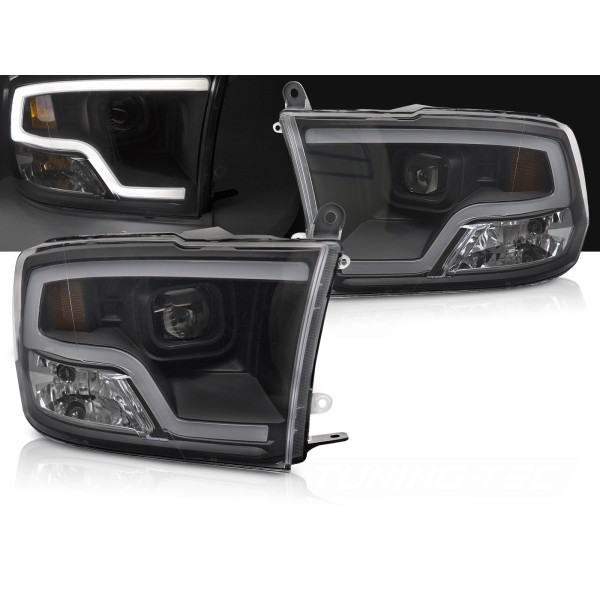DODGE RAM 2009-2018 - přední světla TUBE PROJECTOR ČERNÁ