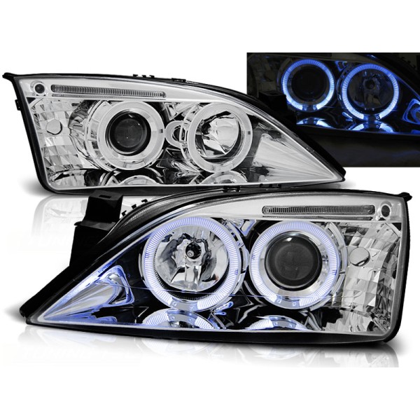 FORD MONDEO 00-07 - přední chrom světla ANGEL EYES