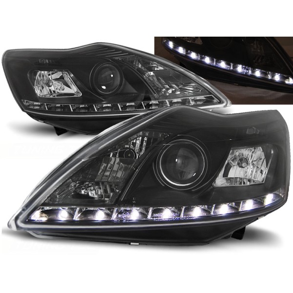 FORD FOCUS 08-10 - přední černá světla s LED svícením