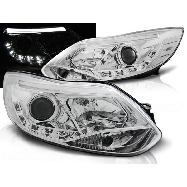 FORD FOCUS 11-14 - přední chrom světla TUBE LIGHTS