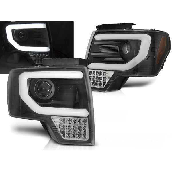 FORD F150 MK12 08-14 - přední černá světla TUBE LIGHT s LED blinkrem