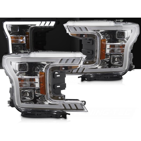 FORD F150 MK 13 2017-2020 - přední světla TUBE CHROMOVÁ
