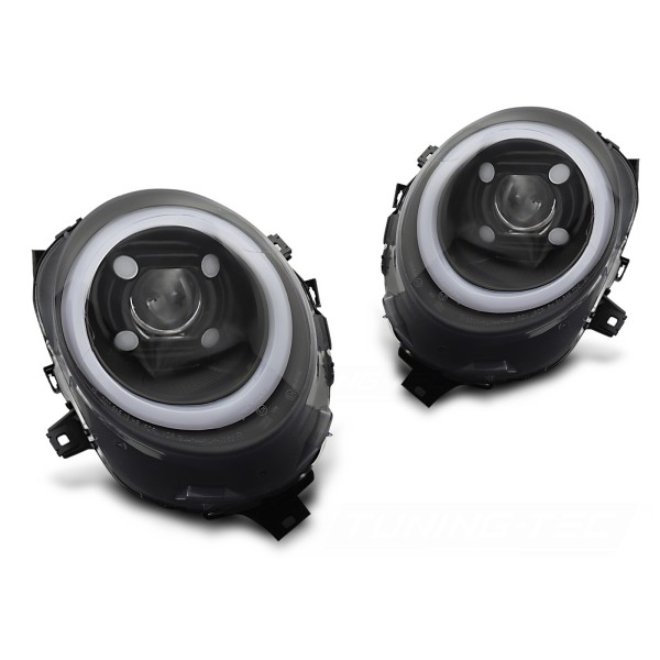 Mini Cooper F55/F56/F57 2014-2017 - přední světla TUBE ČERNÁ DRL
