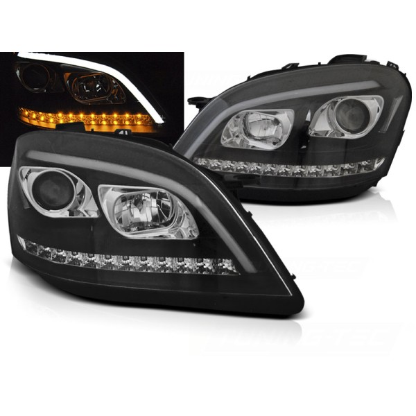 MERCEDES W164 ML 05-07 - přední černá světla TUBE LIGHT s dynamickým blikačem