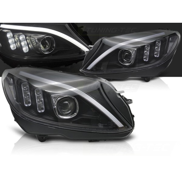 MERCEDES W205 14-18 - přední černá světla TUBE LED