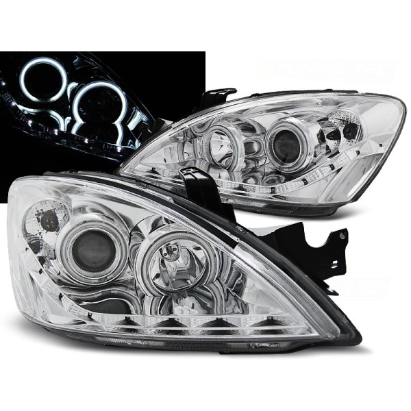 MITSUBISHI LANCER 7 04-07 - přední chrom světla s LED svícením