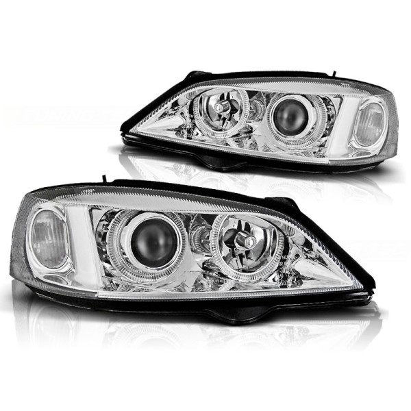 OPEL ASTRA G 97-04 - přední chrom světla ANGEL EYES