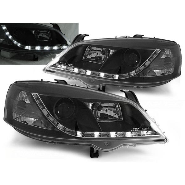 OPEL ASTRA G 97-04 - přední černá světla s LED svícením