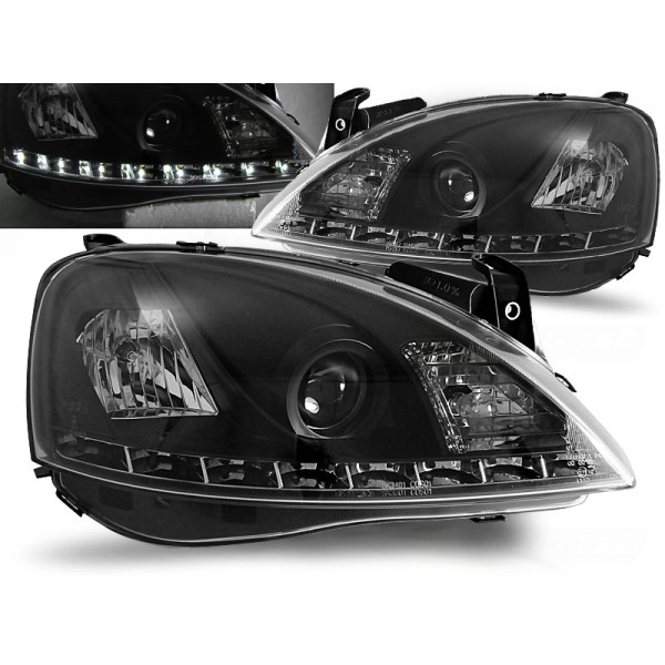 OPEL CORSA C 00-06 - přední černá světla s LED svícením