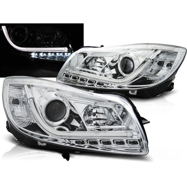 OPEL INSIGNIA 08-12 - přední chrom světla TUBE LIGHT s LED denním svícením