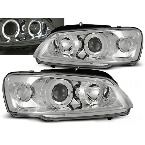 PEUGEOT 106 96-03 - přední chrom světla ANGEL EYES