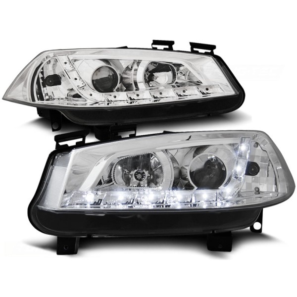 RENAULT MEGANE II 02-05 - přední chrom světla s LED svícením