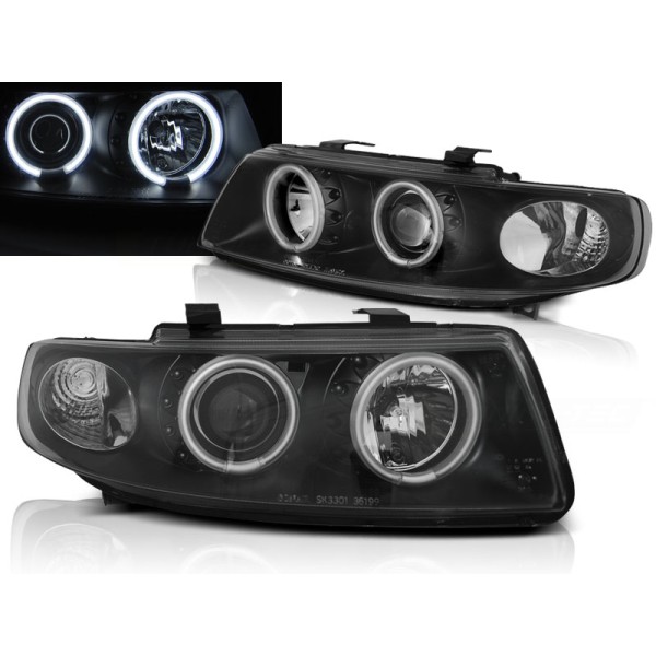 SEAT LEON / TOLEDO 99-04 - přední černá světla ANGEL EYES CCFL
