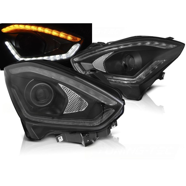 SUZUKI SWIFT VI 17- - přední černá světla TUBE LIGHT LED denním svícením a dynamickým blinkrem