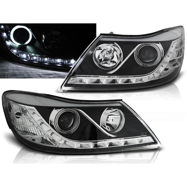ŠKODA OCTAVIA 09-12 - přední černá světla ANGEL EYES CCFL s LED svícením