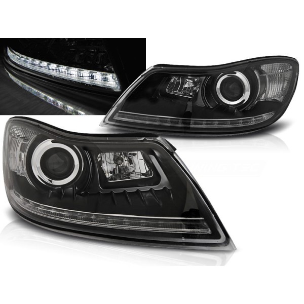 ŠKODA OCTAVIA 09-12 - přední černá světla s LED svícením