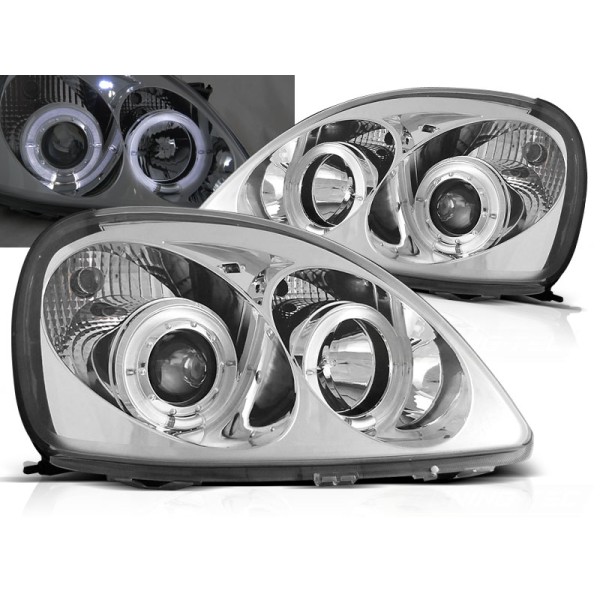 TOYOTA YARIS 99-03 - přední chrom světla ANGEL EYES