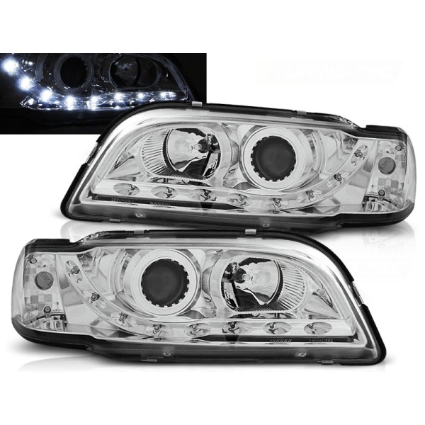 VOLVO S40/V40 96-00 - přední chrom světla LED svícením
