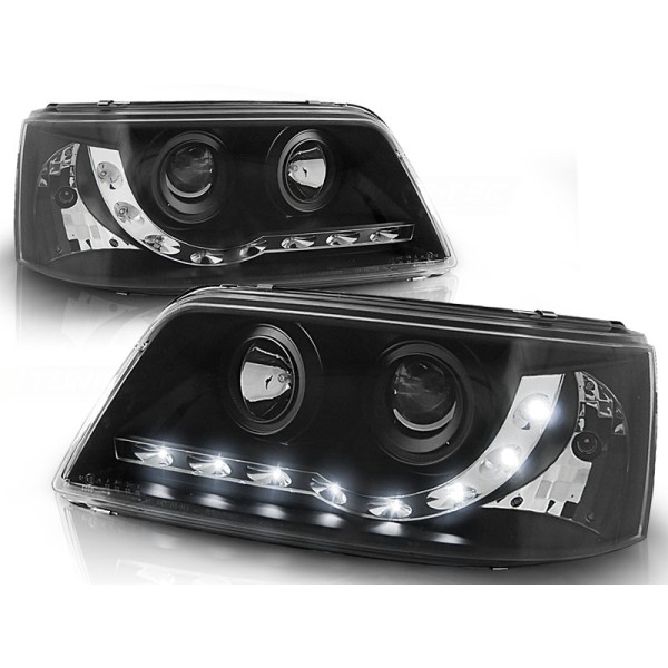 VW T5 03-09 - přední černá světla s LED svícením