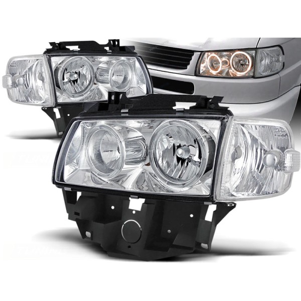 VW T4 96-03 - přední chrom světla ANGEL EYES