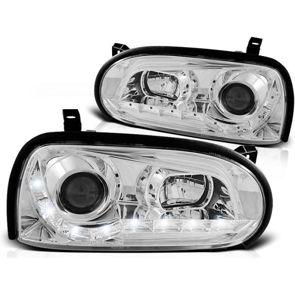 VW GOLF 3 91-97 - přední chrom světla s LED svícením