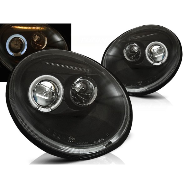 VW NEW BEETLE 98-05 - přední černá světla ANGEL EYES