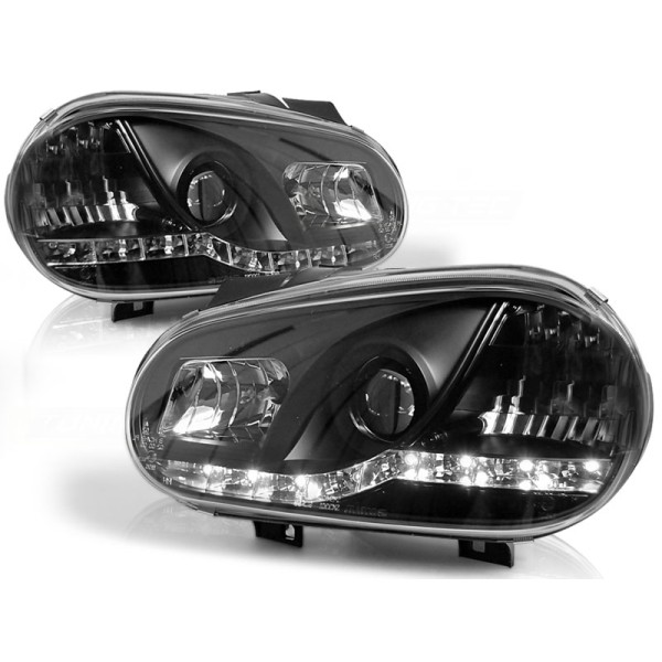 VW GOLF 4 97-03 - přední černá světla s LED svícením