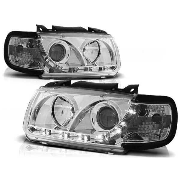 VW POLO 6N 94-99 - přední chrom světla s LED svícením