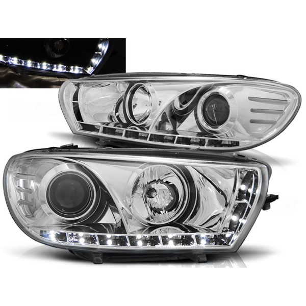 VW SCIROCCO 08-14 - přední chrom světla s LED svícením