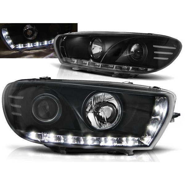 VW SCIROCCO 08-14 - přední černá světla s LED svícením