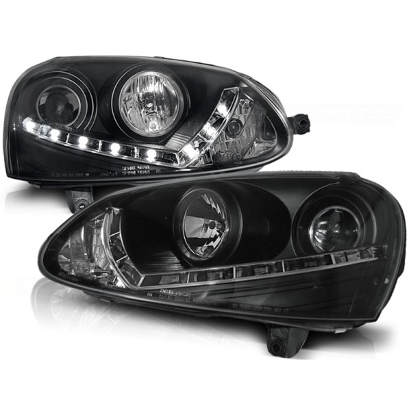 VW GOLF 5 - přední černá  světla s LED svícením pro xenon