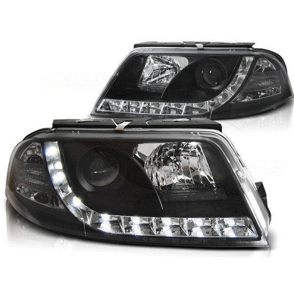 VW PASSAT 3BG 00-05 - přední černá světla s LED denním svícením