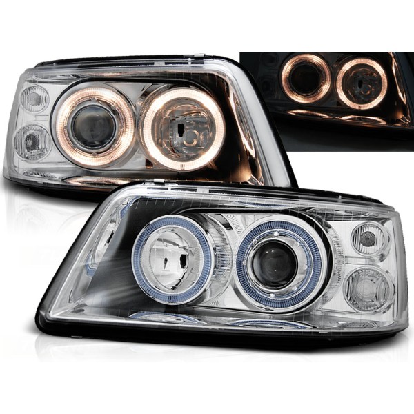 VW T5 03-09 - přední chrom světla ANGEL EYES