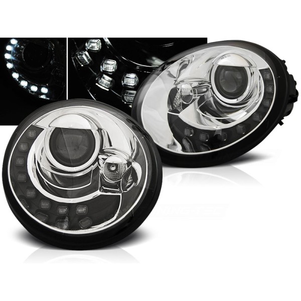 VW NEW BEETLE 98-05 - přední chrom  světla s LED svícením
