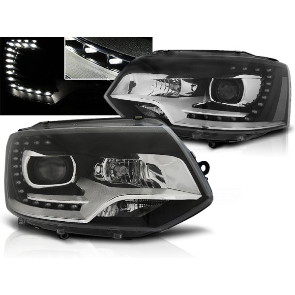 VW T5 10-15 - přední světla s LED denním svícením XENON LOOK