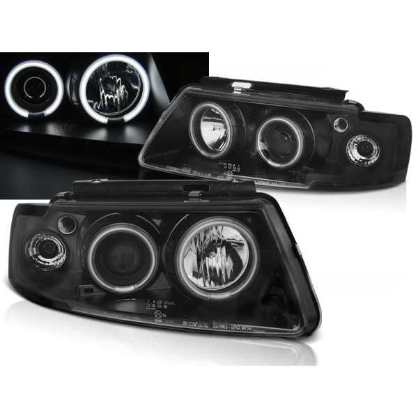 VW PASSAT B5 96-00 - přední černá světla ANGEL EYES CCFL