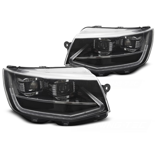 Volkswagen T6 2015-2019 - Přední LED TUBE světla ČERNÁ DRL SEQ
